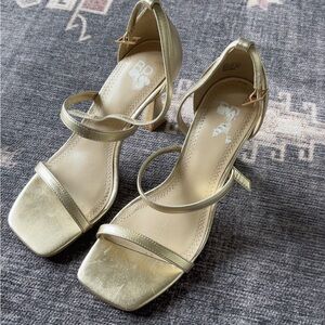 Women's Gold Strappy Heels